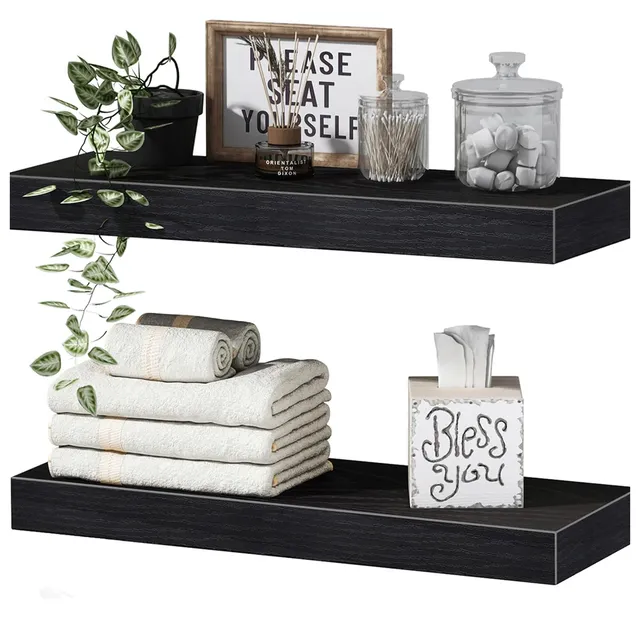 QEEIG Floating Shelves (Set of 2) — Black