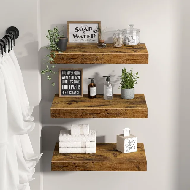 QEEIG Projector Floating Shelves — Rustic Brown
